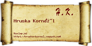 Hruska Kornél névjegykártya